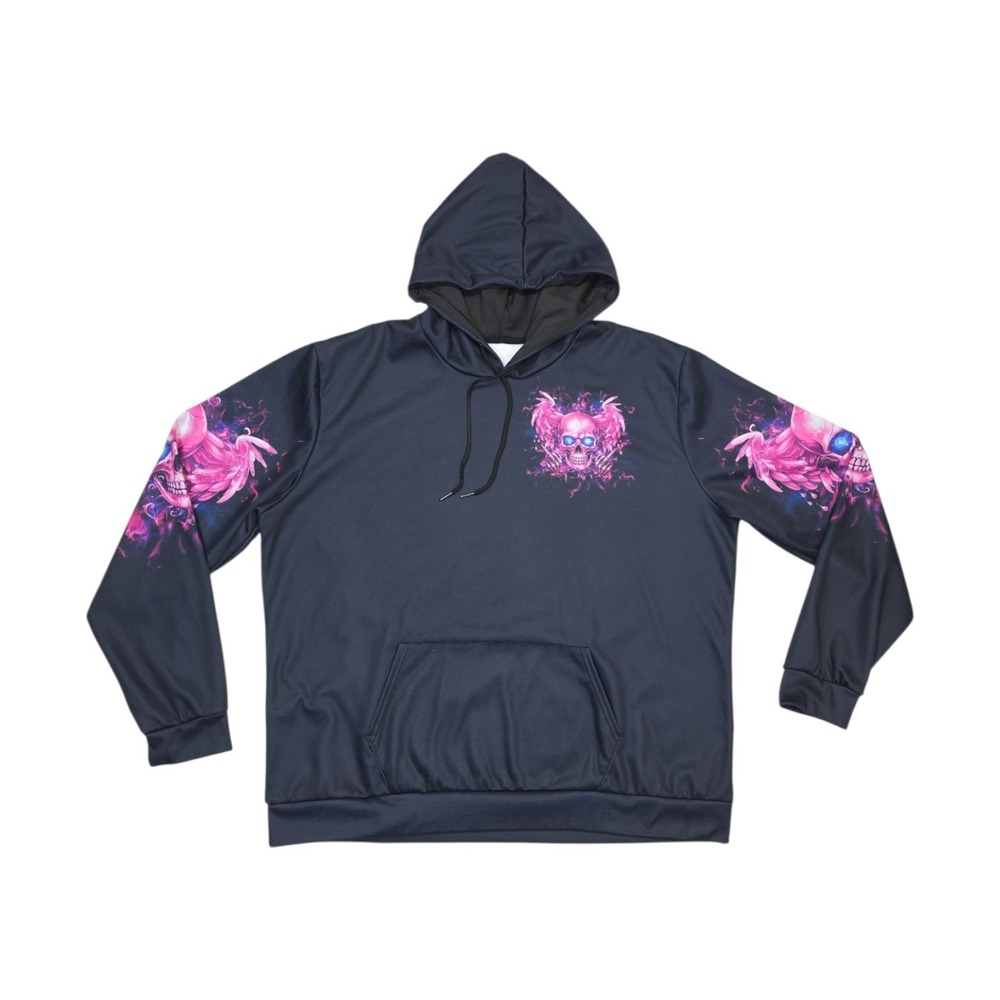 My Give A "F" is Broken Skull Graphic Black Pullover Hoodie Men's 2XL